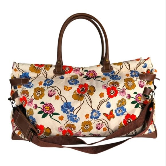 Vintage Handbags - Vintage-look French Toile Country Boho Cottage Provence Carry On Duffle Bag